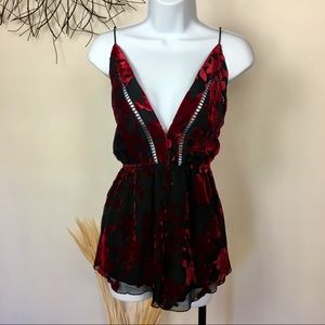 Velvet TOBI romper. Red black floral. Sexy